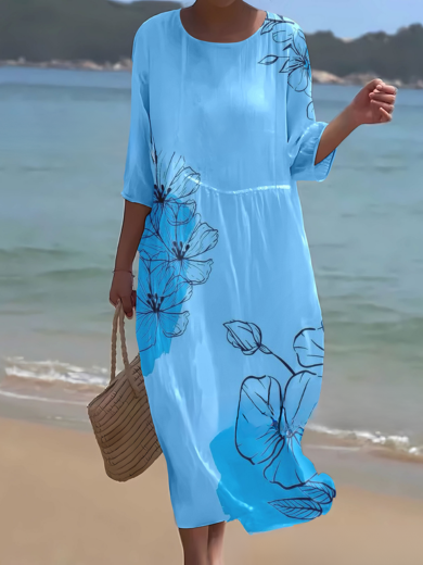Azure | Blue Floral Midi Dress