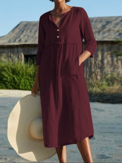 Isla | v-neck cotton-blend midi dress