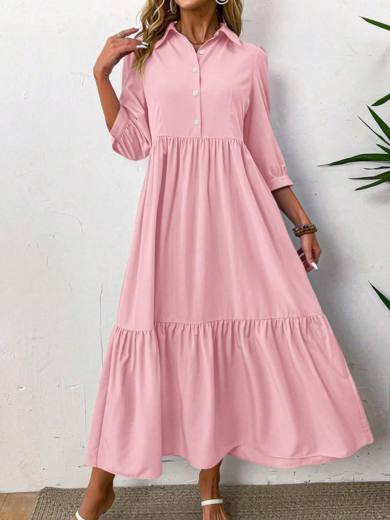Lina | button-front long sleeve dress