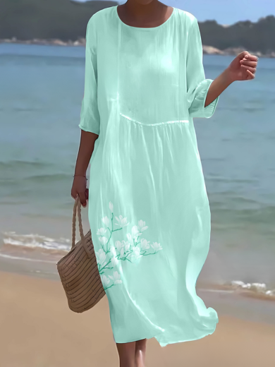 Mint | Sea Green Floral Midi Dress