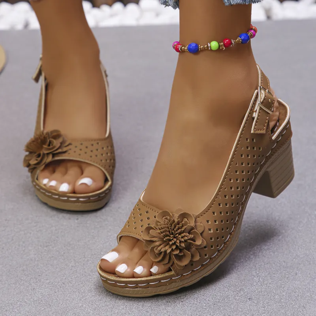 Buckled Square Heel Sandals for Women