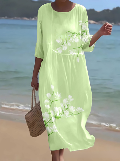 Citrus | Yellow Green Floral Midi Dress