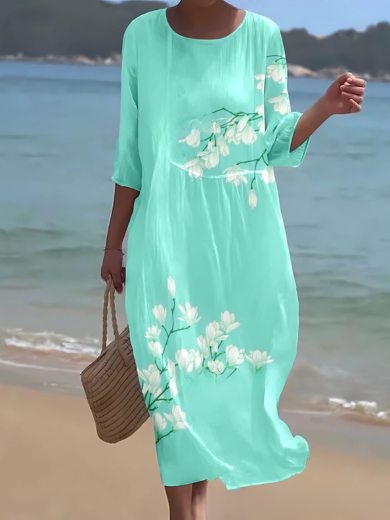 Aqua | Turquoise Floral Midi Dress