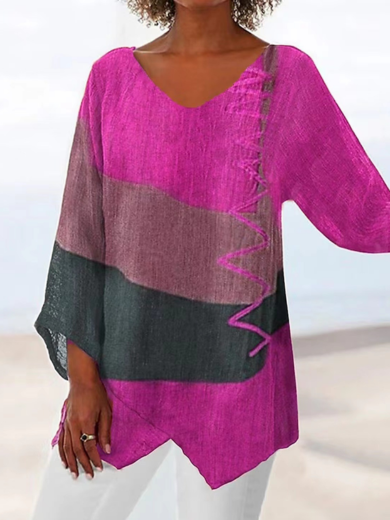 Pink Creative Flow V-Neck Top