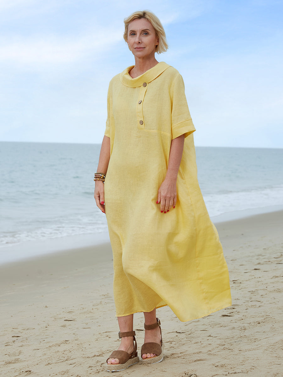 Clara | Linen Collar Detail Dress