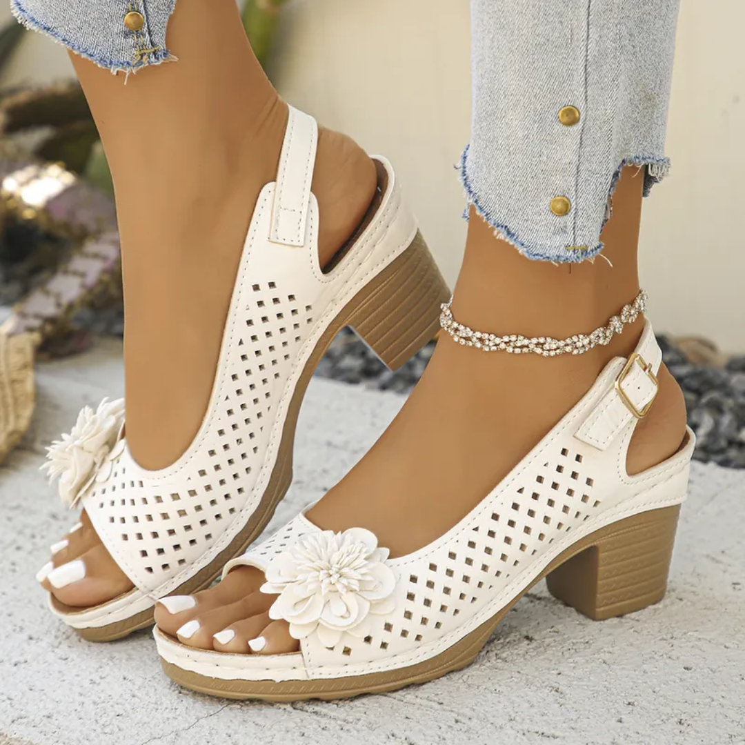 Buckled Square Heel Sandals for Women