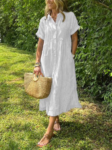 Ella Stripe Midi Shirt Dress