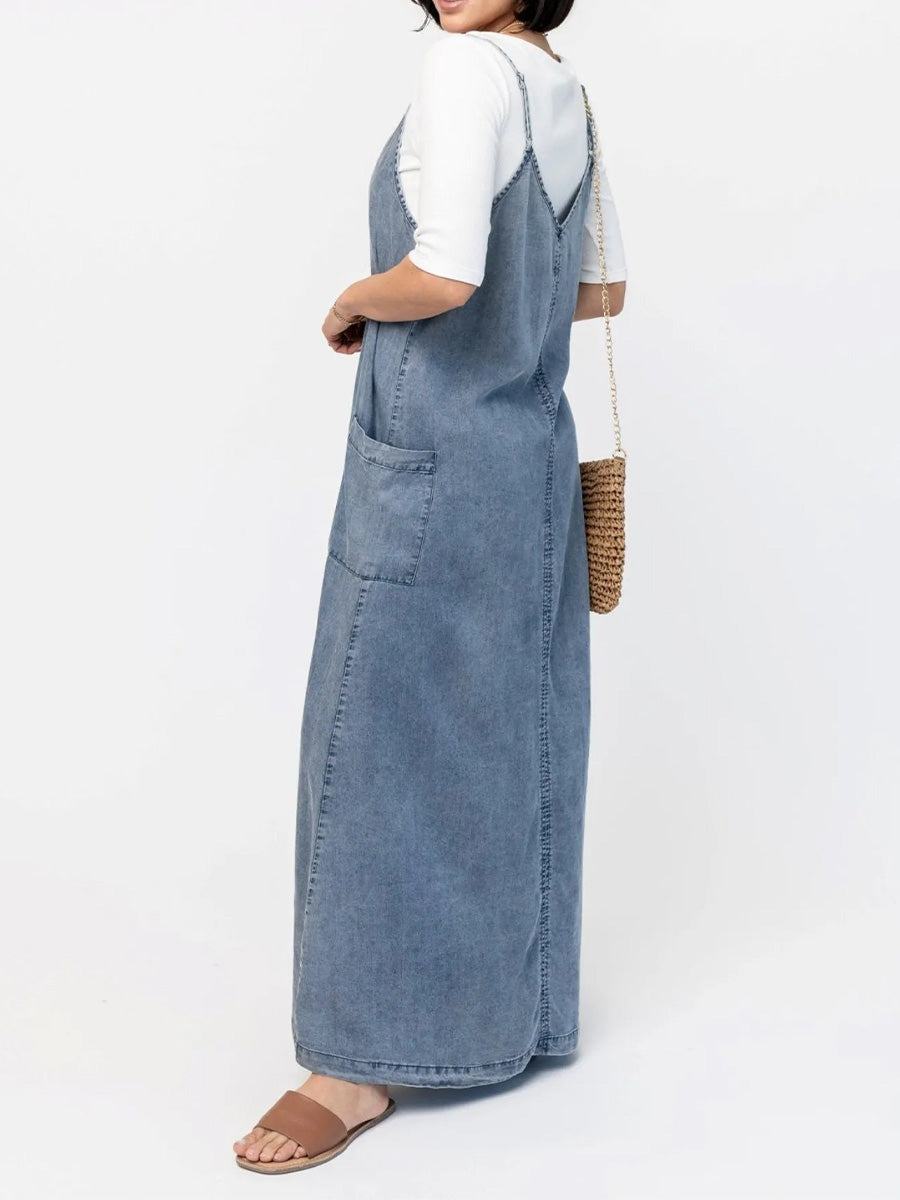 Nara | Vintage-Inspired Loose Fit Denim Maxi Dress