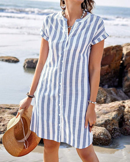 Lyra | Elegant Striped Shirt Dress