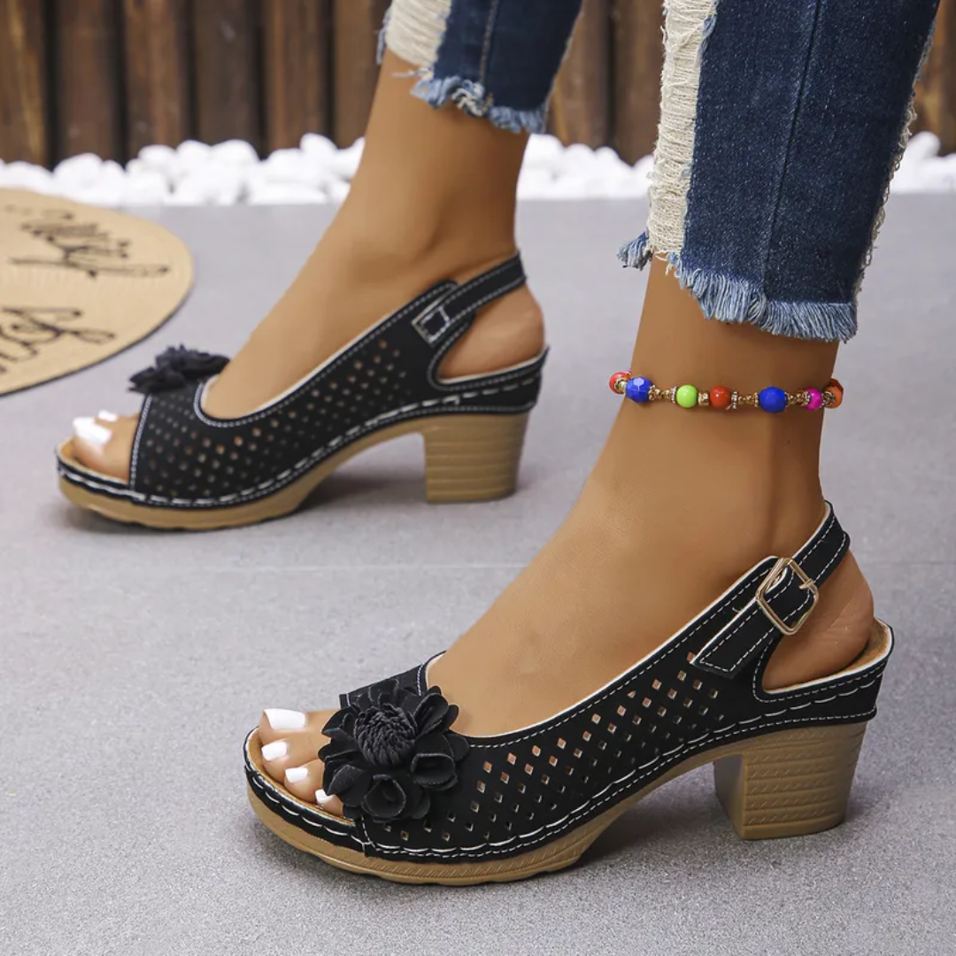 Buckled Square Heel Sandals for Women
