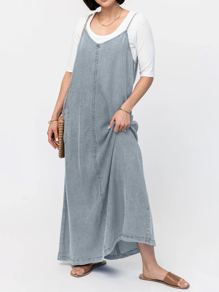 Nara | Vintage-Inspired Loose Fit Denim Maxi Dress