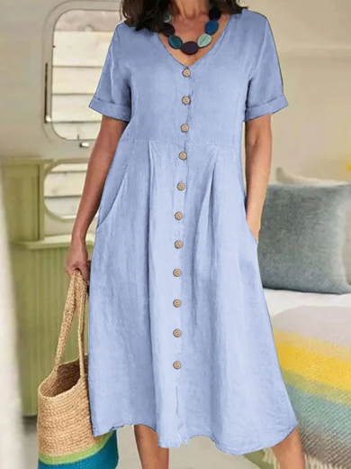 Everyday Button Pocket Dress