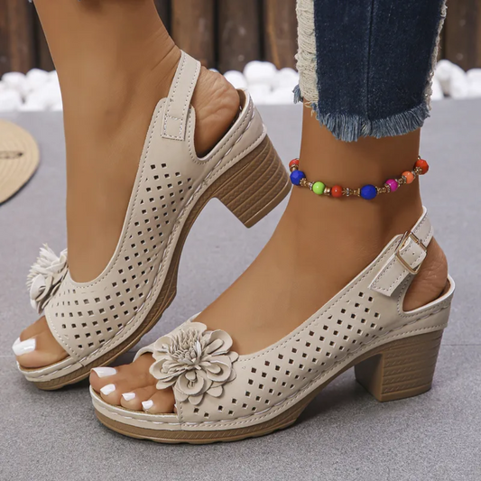 Buckled Square Heel Sandals for Women