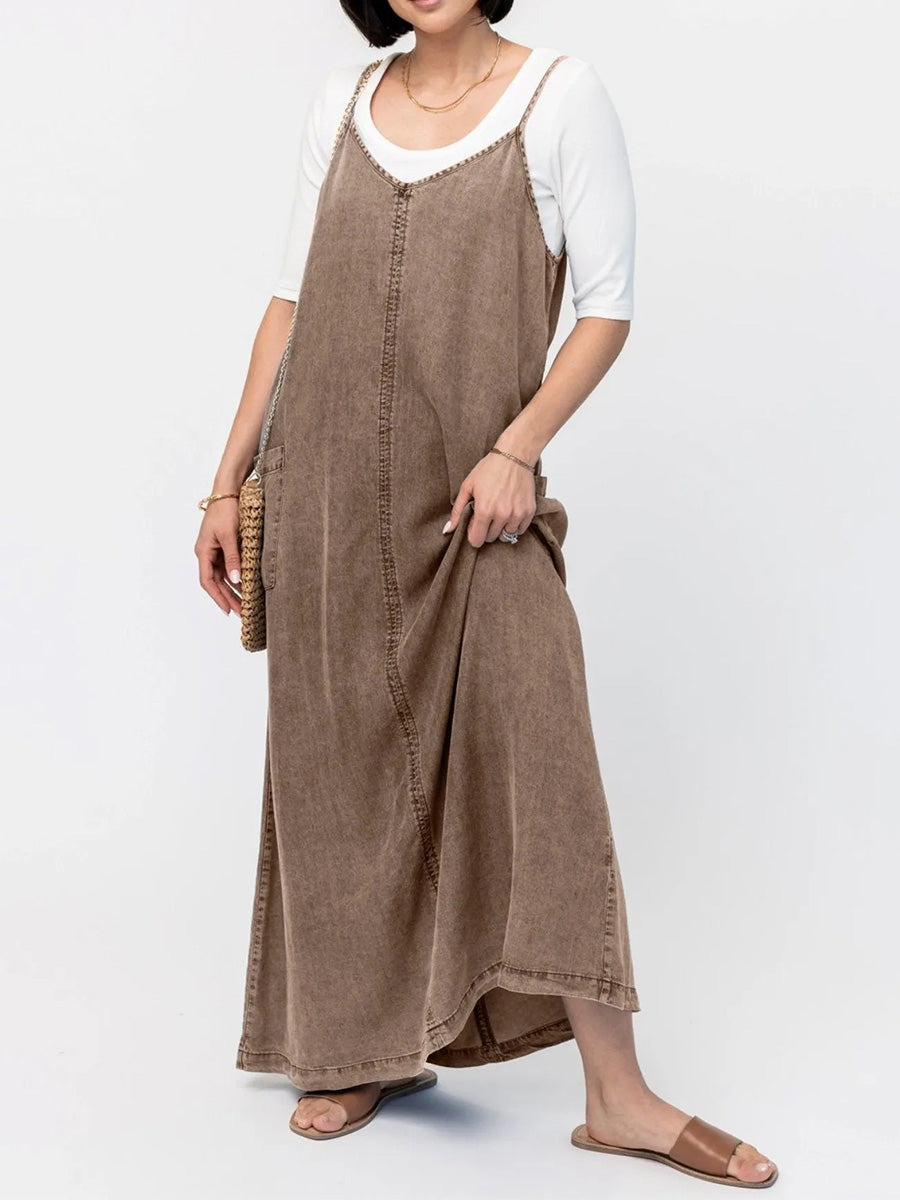 Nara | Vintage-Inspired Loose Fit Denim Maxi Dress