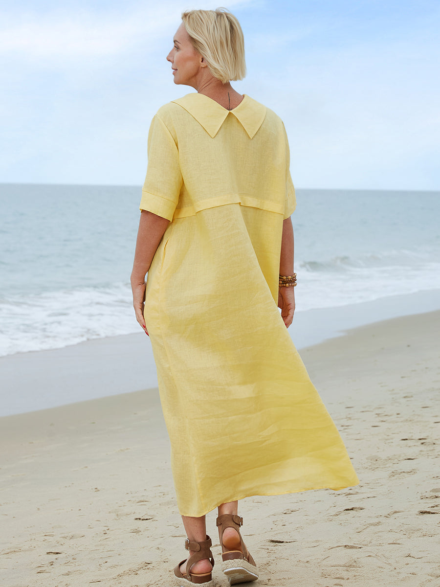 Clara | Linen Collar Detail Dress