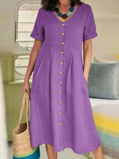 Everyday Button Pocket Dress