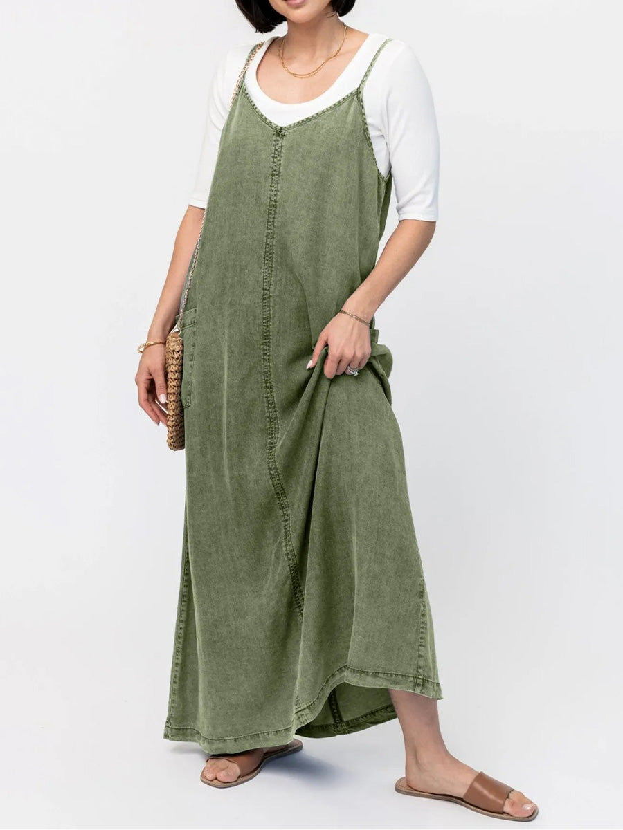 Nara | Vintage-Inspired Loose Fit Denim Maxi Dress