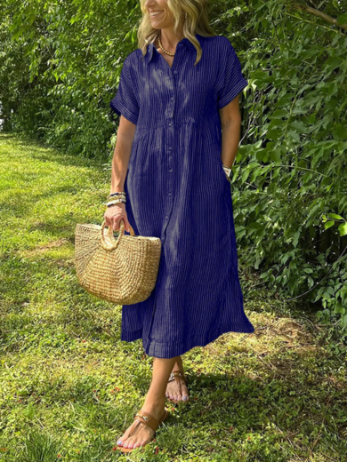 Ella Stripe Midi Shirt Dress