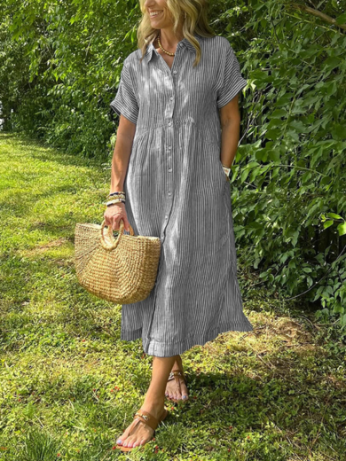 Mara | Stripe Midi Shirt Dress