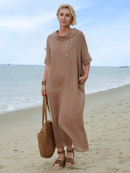 Clara | Linen Collar Detail Dress