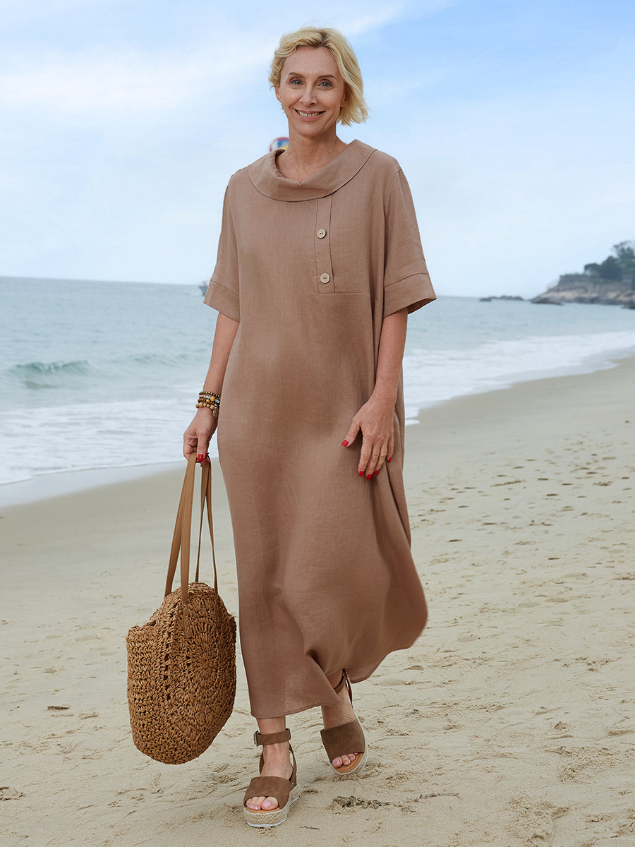 Clara | Linen Collar Detail Dress