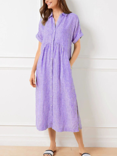 Nadia Stripe Midi Shirt Dress