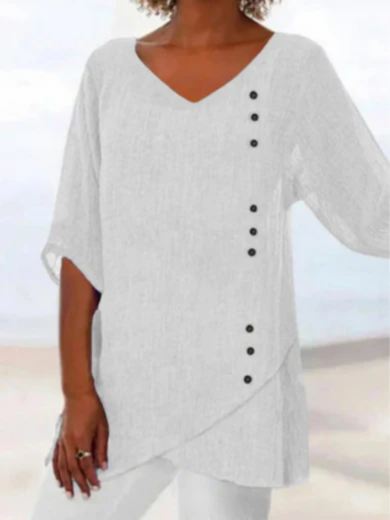 White Flow V-Neck Top