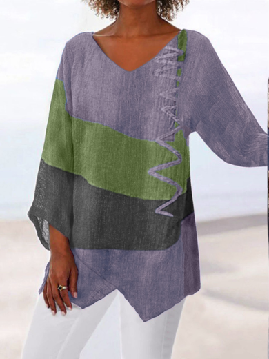 Lavender Creative Flow V-Neck Top