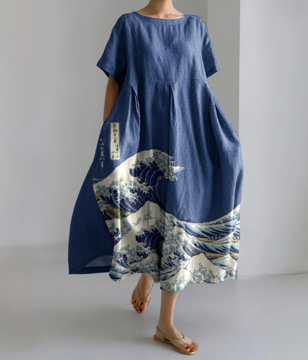 Oceana Japanese Wave Art Maxi Dress