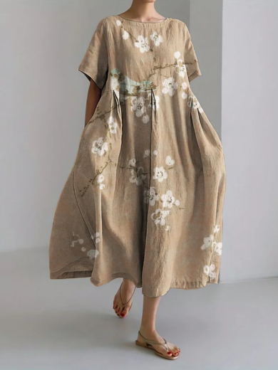 Hana | Bird & Blossom Linen Maxi Dress