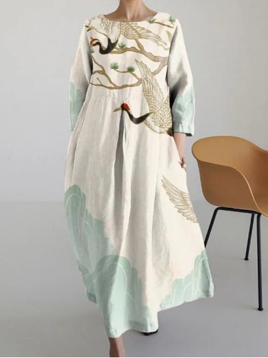 Miyako | Crane Elegance Midi Dress