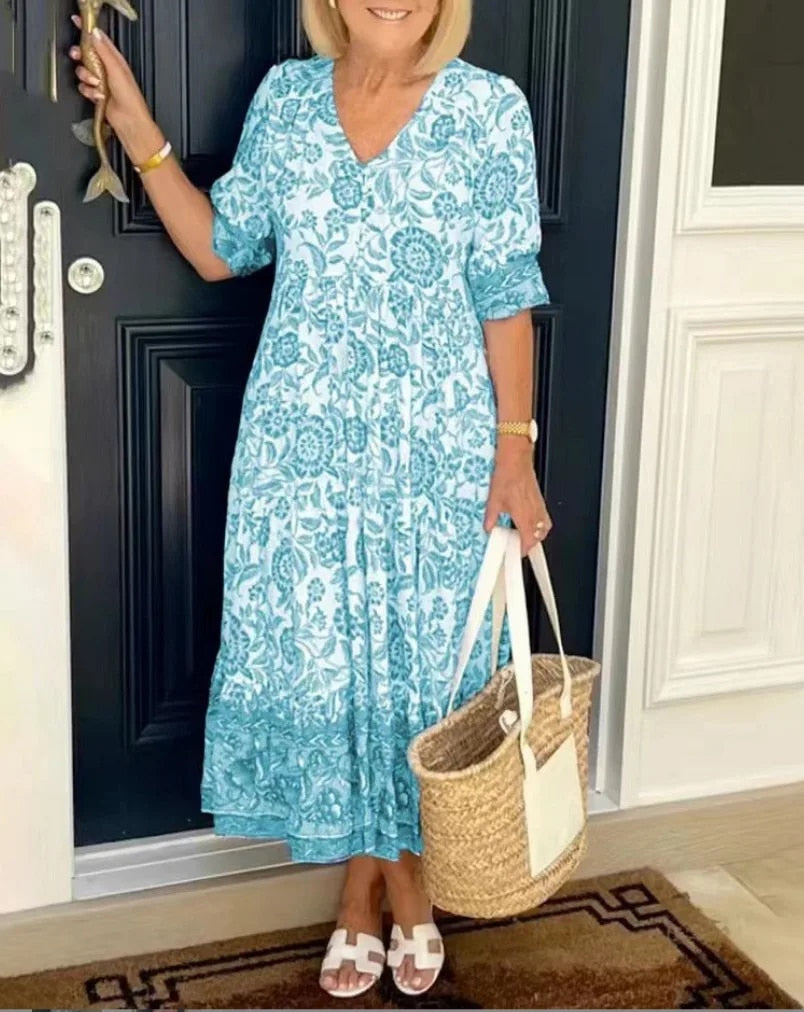 Amira - Elegant Floral Dress with V-Neck