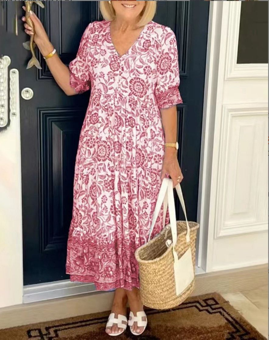 Amira - Elegant Floral Dress with V-Neck