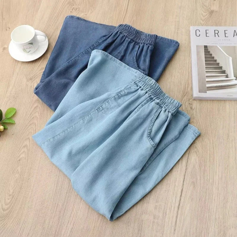 Amelia  Lightweight Denim Midi Skirt