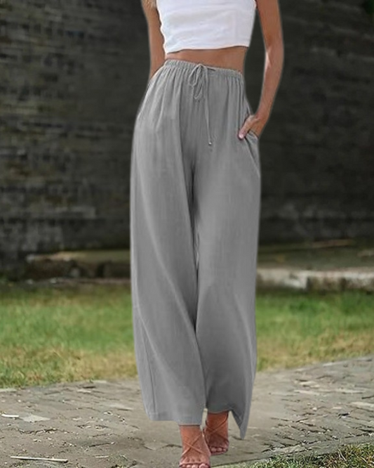 Light Grey Cotton-Linen Pants