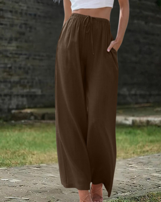 Brown Cotton-Linen Pants