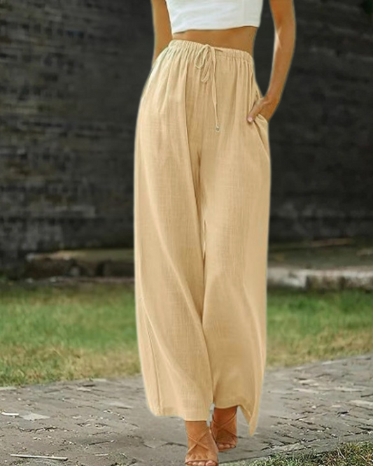 Light Yellow Cotton-Linen Pants