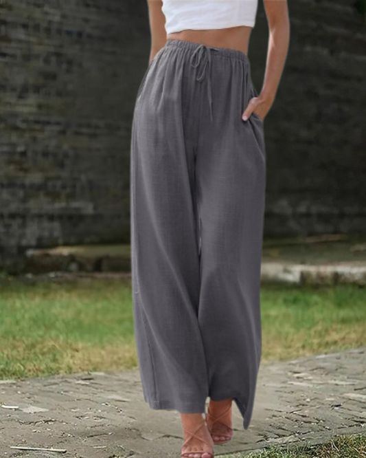 Dark Grey Cotton-Linen Pants