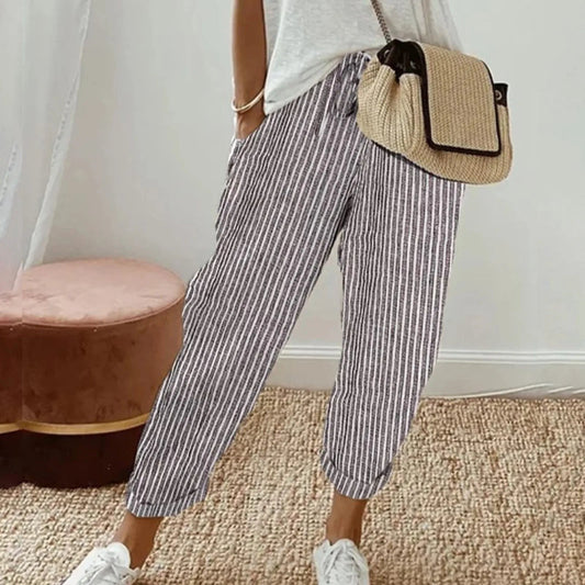 Striped grey comfortable retro pants